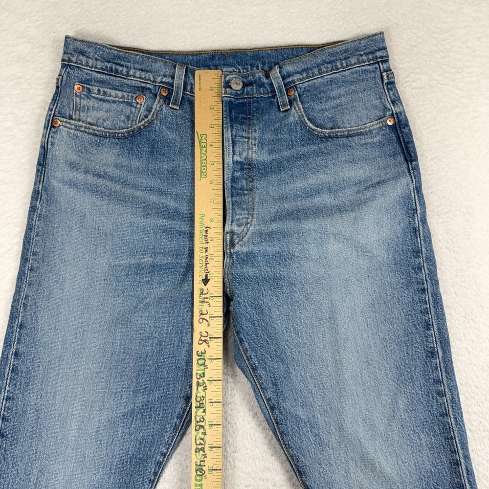 Levis Premium 501 S Skinny Jeans Womens Blue Denim 33 (33.5x29) High Rise - Picture 10 of 13